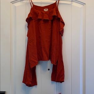 Burnt Orange cold shoulder long sleeve blouse